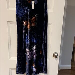 Anthropologie Velvet Maxi Skirt with Butterfly Print